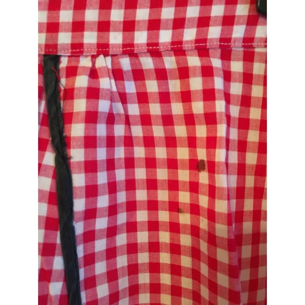 Vintage red and white checkered apron, waist apron, kitchen apron